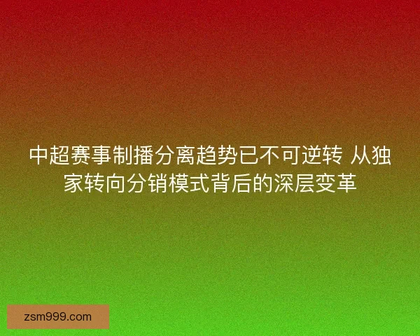 中超赛事制播分离趋势已不可逆转 从独家转向分销模式背后的深层变革