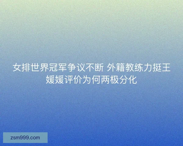 女排世界冠军争议不断 外籍教练力挺王媛媛评价为何两极分化